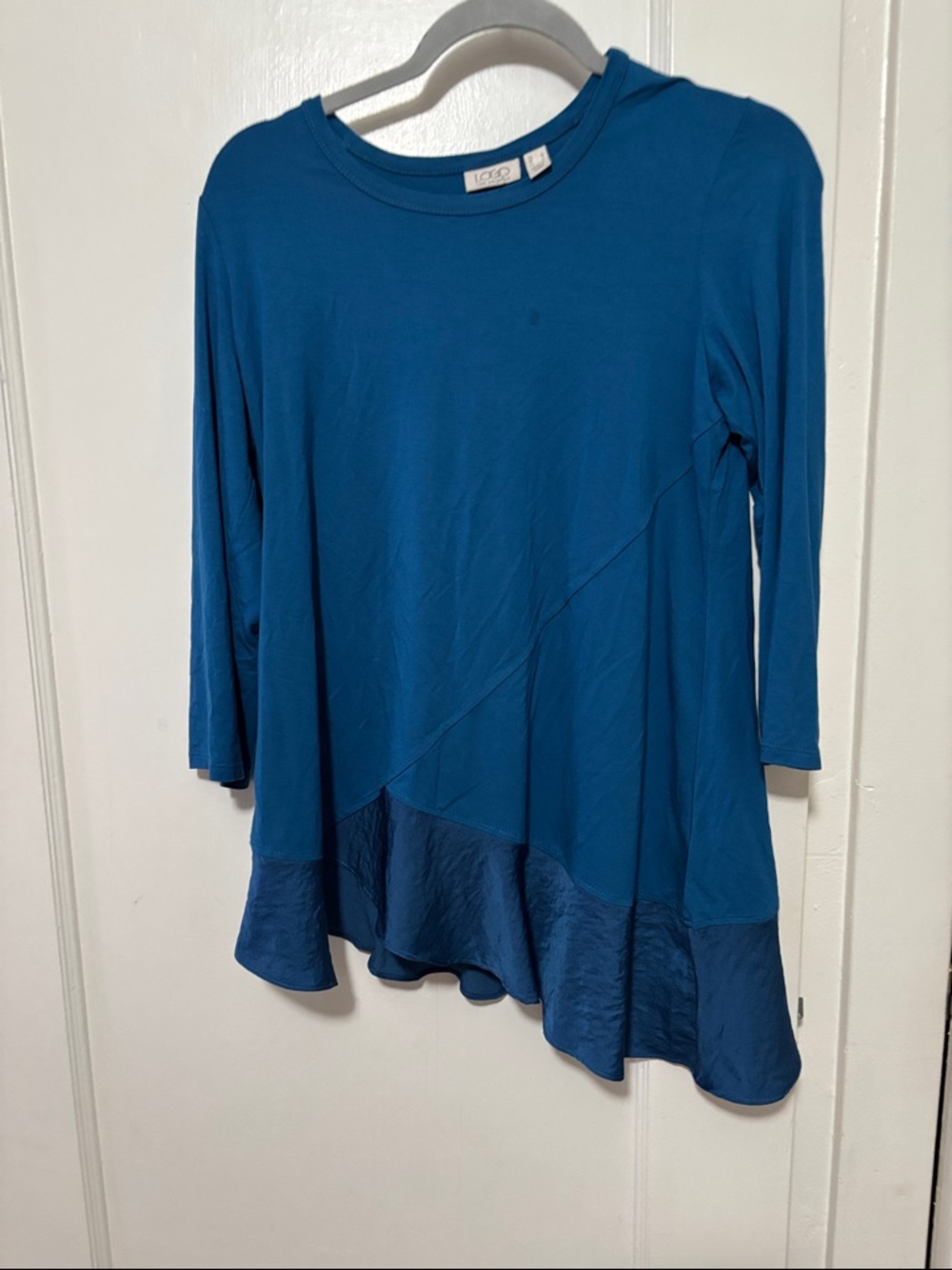 LOGO by Lori Goldstein Teal Layered Asymmetric Hem Tunic